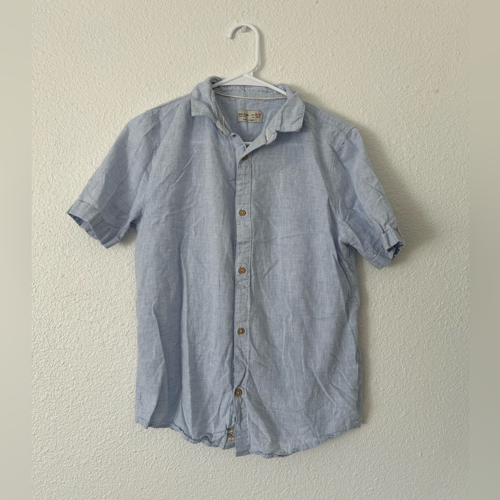 Zara boys baby blue button down shirt sz 13/14